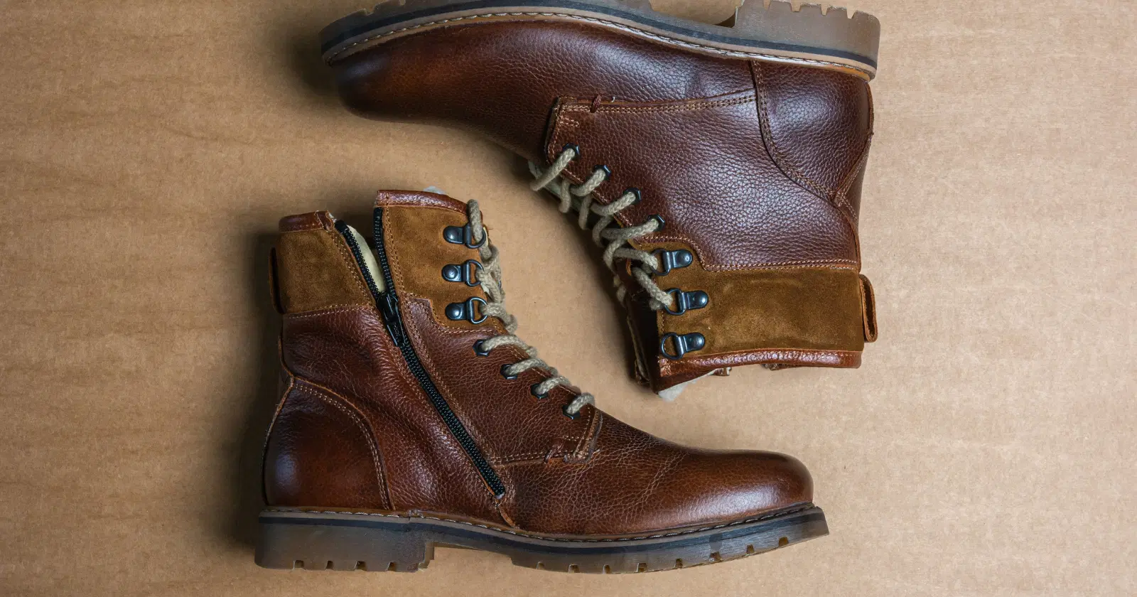 pair of brown leather boots