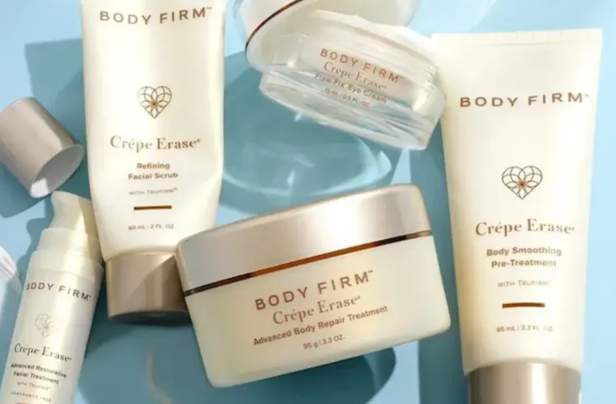 several different white containers of Crepe Erase Body Firm products