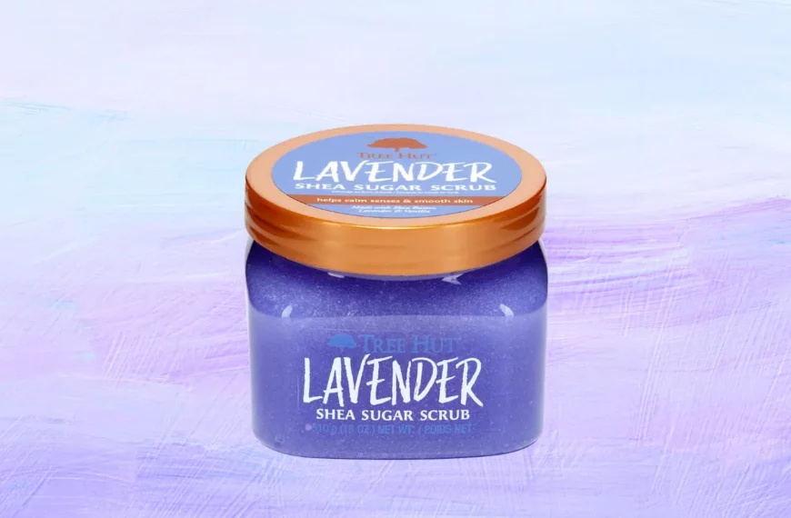 purple jar of tree hut lavendar shea sugar scrub