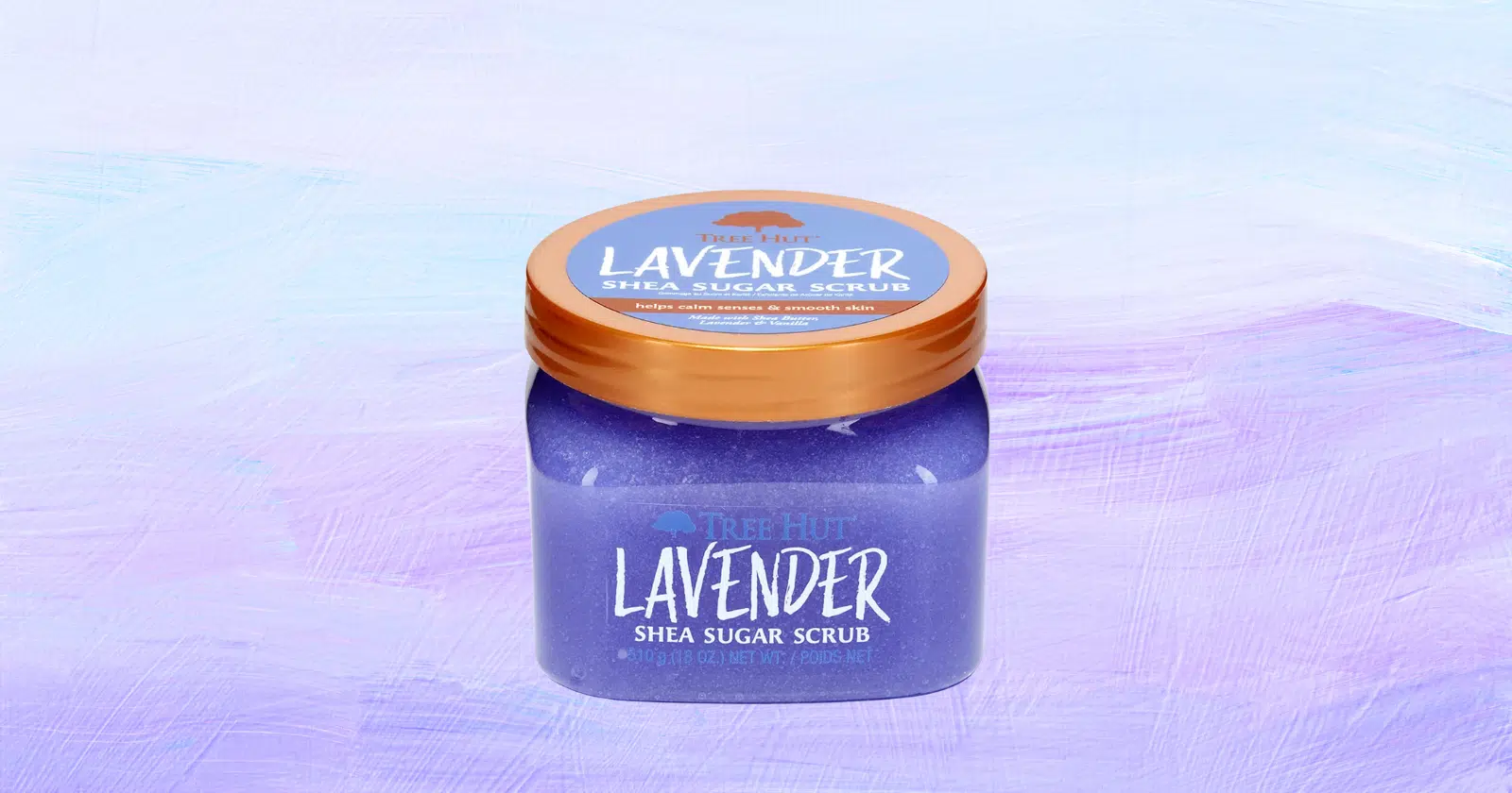 purple jar of tree hut lavendar shea sugar scrub