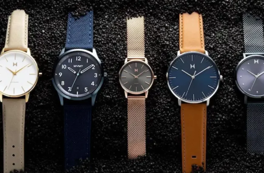 variety of 5 MVMT watches in black sand