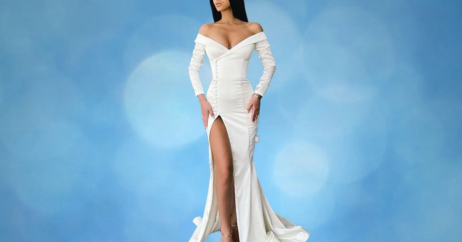 woman wearing long white dress from Ericdress